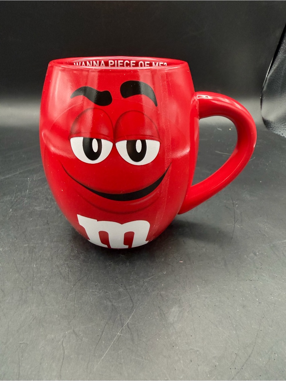 Large Red M&M Mug with Writing Inside
